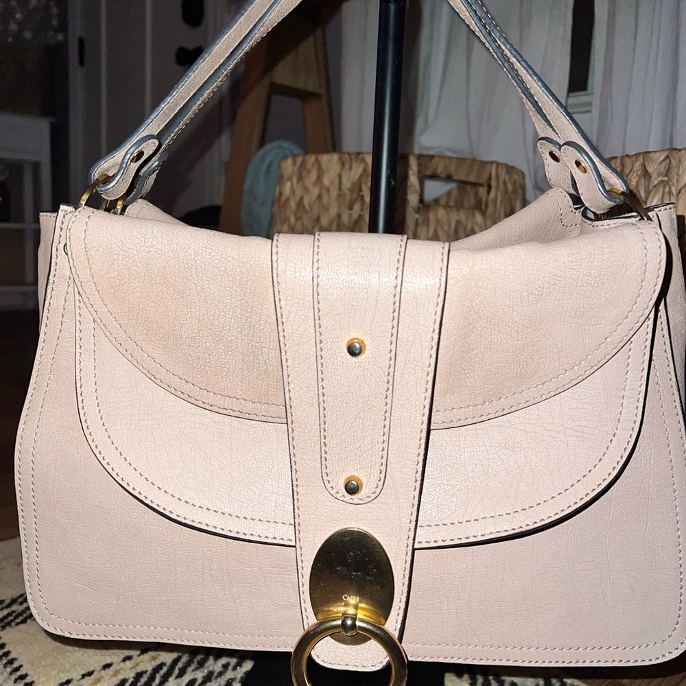 Chloe Pink Textured Leather Satchel